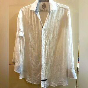 English Laundry Button Up Dress Shirt With Flip Cuffs Size 16 32/33 White